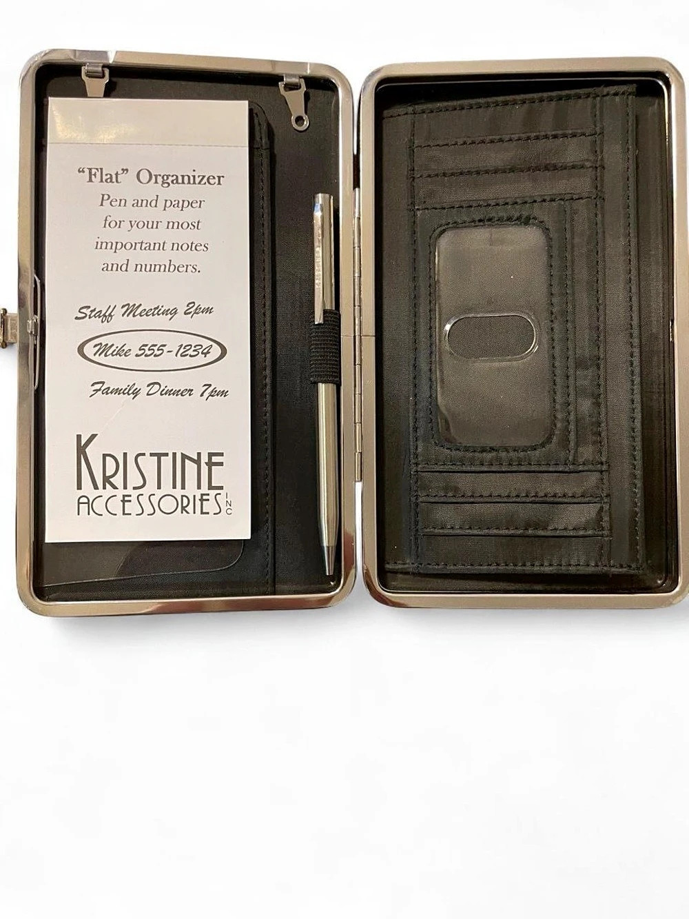 Kristine Accessories Flat Organizer Clutch Wallet/crossbody with detachable stra